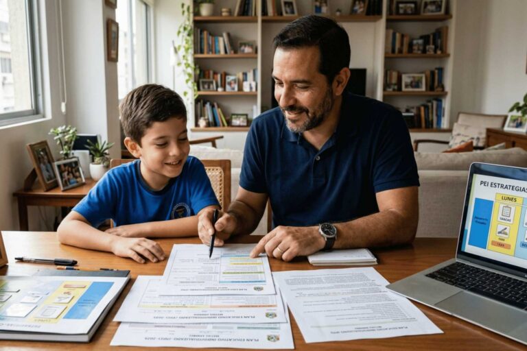 Father and son review the curriculum together using IEP strategies to start the school year off on the right foot from home